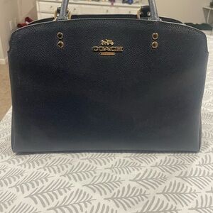 Coach Black Pebbled Leather Satchel with Gold Hardware